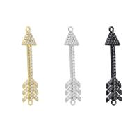 Cubic Zirconia Micro Pave Brass Connector Arrow plated micro pave cubic zirconia & 1/1 loop Approx 1mm Sold By PC