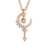 Cubic Zircon Micro Pave 925 Sterling Silver Necklace rose gold color plated micro pave cubic zirconia & for woman Length Approx 17.71 Inch Sold By PC