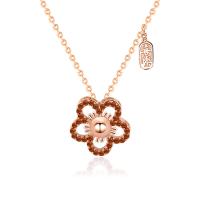 Cubic Zircon Micro Pave 925 Sterling Silver Necklace Flower rose gold color plated micro pave cubic zirconia & for woman Length Approx 15.74 Inch Sold By PC