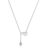 Cubic Zircon Micro Pave 925 Sterling Silver Necklace with Shell Calabash platinum color plated micro pave cubic zirconia & for woman Length Approx 15.74 Inch Sold By PC
