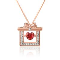 Cubic Zircon Micro Pave 925 Sterling Silver Necklace, gift shape, plated, micro pave cubic zirconia & for woman, more colors for choice, 14x13mm, Length:Approx 15.74 Inch, Sold By PC