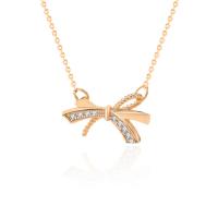 Cubic Zircon Micro Pave 925 Sterling Silver Necklace, Bowknot, Plating champagne gold, micro pave cubic zirconia & for woman, Length:Approx 15.74 Inch, Sold By PC