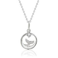 Cubic Zircon Micro Pave 925 Sterling Silver Necklace, with Shell, platinum color plated, micro pave cubic zirconia & for woman & hollow, Length:Approx 15.74 Inch, Sold By PC