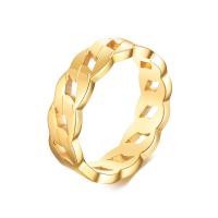 Anel de dedo de aço inoxidável, Aço inoxidável 304, tamanho diferente para a escolha & para mulher, dourado, 5mm, vendido por PC
