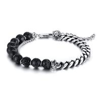 Stainless Steel Jewelry Bracelet 304 Stainless Steel with Lava with 1.97inch extender chain for man 8.50mm Length Approx 8.27 Inch Sold By PC