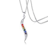 Nehrđajućeg čelika, nakit ogrlice, 304 nehrđajućeg čelika, za žene & s Rhinestone, izvorna boja, 33x4mm, Dužina Približno 19.69 inčni, Prodano By PC