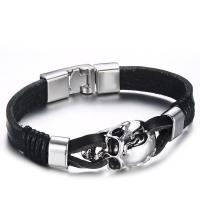 Tibetan Style Bracelet, with Leather, for man, nickel, lead & cadmium free, Length:Approx 8.58 Inch, Sold By PC