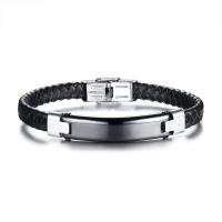 304 Stainless Steel Bracelet with Leather for man Length Approx 8.46 Inch Sold By PC