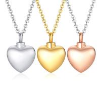 304 Stainless Steel Perfume Bottle Necklace Heart Vacuum Ion Plating Unisex Length Approx 19.69 Inch Sold By PC