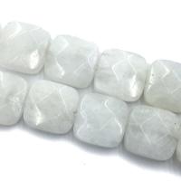 Grânulos de rocha lunar, Selenita, Praça, DIY & facetada, branco, vendido para Aprox 39 cm Strand