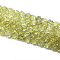 Lemon Quartz Beads, Round, Star Cut Faceted & DIY, yellow, Sold Per Approx 38 cm Strand