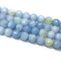 Aquamarine Beads, Round, DIY & faceted, blue, Sold Per Approx 39 cm Strand