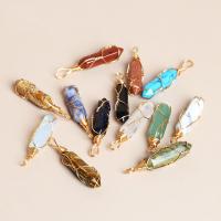 Bijoux Pendentifs en pierres gemmes, Pierre naturelle, avec laiton, bijoux de mode & DIY, plus de couleurs à choisir, 10x44mm, Vendu par PC