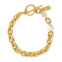 Zinklegierung Armband, mit Kunststoff Perlen, plattiert, Modeschmuck & verschiedene Stile für Wahl & für Frau, goldfarben, verkauft von PC