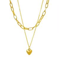 Zinek šperky náhrdelník, Srdce, Dvojitá vrstva & módní šperky & různé styly pro výběr & pro ženy, více barev na výběr, Délka 65 cm, Prodáno By PC