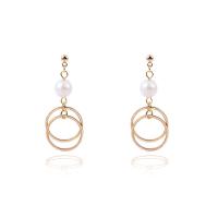Freshwater Pearl Earrings, Brass, with Freshwater Pearl, plated, fashion jewelry & different styles for choice & for woman, golden, 43x15mm, Sold By Pair