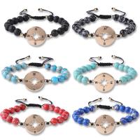 Gemstone Bracelets, with Alloy & Nylon, Compass, Adjustable & for woman & hollow, more colors for choice, 8mm, Sold Per 18 cm Strand