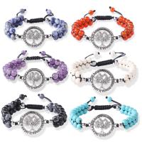 Gemstone Bracelets with Alloy & Nylon Tree Adjustable & for woman & hollow 6mm Sold Per 18 cm Strand