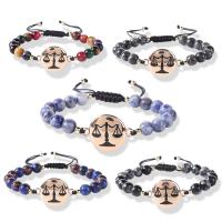 Gemstone Bracelets, Natural Stone, with Alloy & Nylon, Adjustable & for woman, more colors for choice, 8mm, Sold Per 16.5 cm Strand