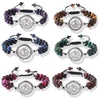 Gemstone Bracelets, Natural Stone, with Alloy & Nylon, Adjustable & for woman, more colors for choice, 6mm, Sold Per 18 cm Strand