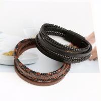 Microfiber PU Bracelet zinc alloy magnetic clasp plated for man Length 21 cm Sold By PC