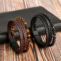 Microfiber PU Bracelet with Natural Stone zinc alloy magnetic clasp for man Length 21 cm Sold By PC