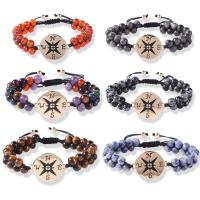 Gemstone Bracelets, with Alloy & Nylon, Compass, Adjustable & for woman, more colors for choice, 6mm, Sold Per 15 cm Strand