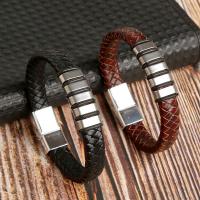 Leather Bracelet with Stainless Steel zinc alloy magnetic clasp for man Length 21 cm Sold By PC