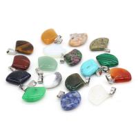 Gemstone Pendants Jewelry, Natural Stone, Fan, different materials for choice & Unisex, more colors for choice, 20x23mm, Sold By PC