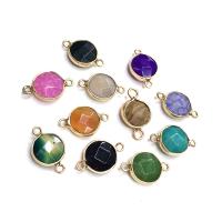 Gemstone Connector, with Brass, Round, gold color plated, different materials for choice & Unisex & faceted & 1/1 loop, more colors for choice, 14mm, Sold By PC