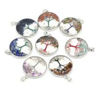 Gemstone Pendants Jewelry Natural Stone with Shell & Resin & Brass Flat Round plated & Unisex Sold By PC