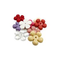 Akryl smycken pärlor, Blomma, polerad, DIY, fler färger för val, 30mm, Ca 200PC/Bag, Säljs av Bag