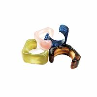 Akryl Cuff finger ring, polerad, Vintage & för kvinna, fler färger för val, 21x21mm, Storlek:8, Ca 60PC/Bag, Säljs av Bag