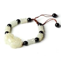 Hetian Jade Bracelet with Natural Stone Fabulous Wild Beast Carved Adjustable & Unisex Length Approx 7.87 Inch Sold By PC