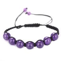 Amethyst Bracelet, Round, Adjustable & Unisex & different size for choice, purple, Length:Approx 8.66 Inch, Sold By PC
