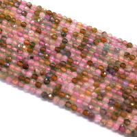 Tourmaline Beads, Round, DIY & different size for choice & faceted, mixed colors, Sold Per 15.35 Inch Strand