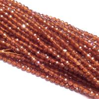 Natural Garnet Beads Round DIY & faceted orange Sold Per 15.35 Inch Strand