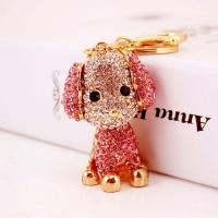 Zinc Alloy Key Clasp with Czech Rhinestone Dog high quality plated fashion jewelry & Unisex & enamel nickel free Sold By PC