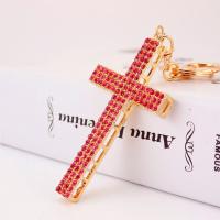 Zinc Alloy Key Clasp with Czech Rhinestone Cross high quality plated fashion jewelry & Unisex nickel free Sold By PC