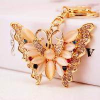 Zinc Alloy Key Clasp with Czech Rhinestone Butterfly high quality plated fashion jewelry & Unisex nickel free Sold By PC