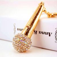 Zinc Alloy Key Clasp with Czech Rhinestone Microphone high quality plated fashion jewelry & Unisex gold nickel free Sold By PC
