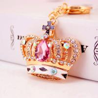 Tibetan Style Key Clasp, with Czech Rhinestone, Crown, high quality plated, fashion jewelry & Unisex & enamel, more colors for choice, 110x57mm, Sold By PC