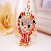 Tibetan Style Key Clasp, with Czech Rhinestone, Lion, high quality plated, fashion jewelry & Unisex & enamel, more colors for choice, 120x31mm, Sold By PC