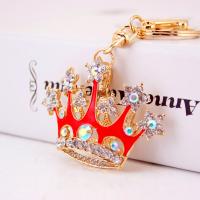 Zinc Alloy Key Clasp with Czech Rhinestone Crown high quality plated fashion jewelry & Unisex & enamel Sold By PC