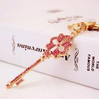 Tibetan Style Key Clasp, with Czech Rhinestone, high quality plated, fashion jewelry & Unisex, more colors for choice, 150x29mm, Sold By PC