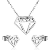Fashion Stainless Steel Jewelry Sets Stud Earring & necklace 304 Stainless Steel Vacuum Ion Plating 2 pieces & fashion jewelry & for woman 18.5mm*24mm 8mm*9mm Length Approx 17.72 Inch Sold By Set