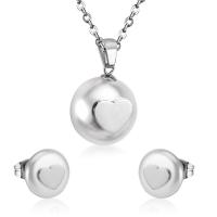 Fashion Stainless Steel Jewelry Sets, 304 Stainless Steel, with Plastic Pearl, Vacuum Ion Plating, fashion jewelry & for woman, more colors for choice, 20mm*16mm,10mm, Length:Approx 17.72 Inch, Sold By Set