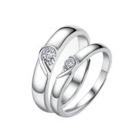 Couple Finger Rings, 925 Sterling Silver, platinum color plated, Adjustable & different styles for choice & micro pave cubic zirconia, Sold By PC