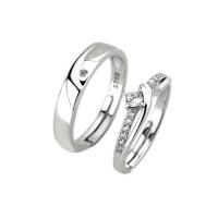 Pár prsteny, 925 Sterling Silver, barva růže pozlacené, Nastavitelný & různé styly pro výběr & micro vydláždit kubické zirkony, Prodáno By PC