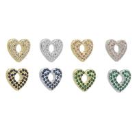 Cubic Zirconia Micro Pave Brass Pendant, Heart, plated, micro pave cubic zirconia, more colors for choice, 13x11.50x3mm, Sold By PC
